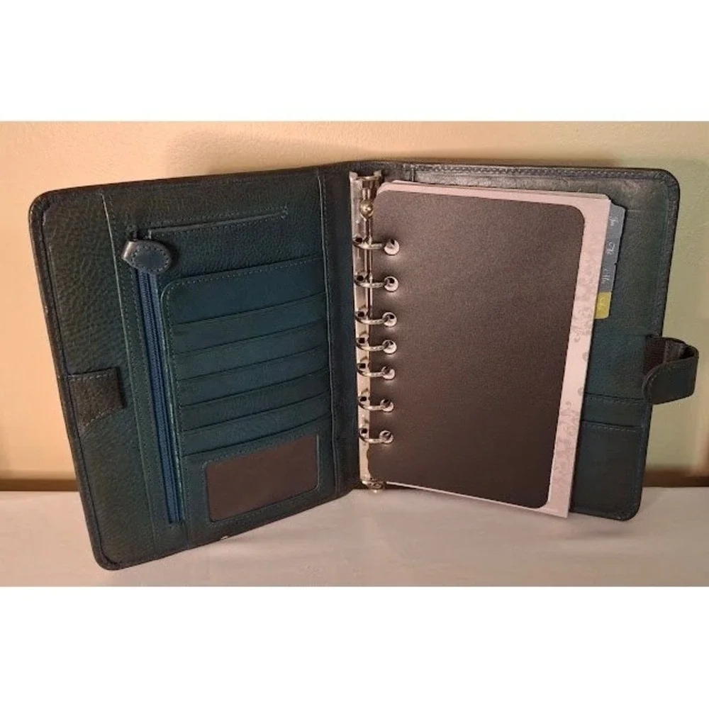 Franklin Covey Leather 7 Ring Binder Planner Organizer Black Serenity